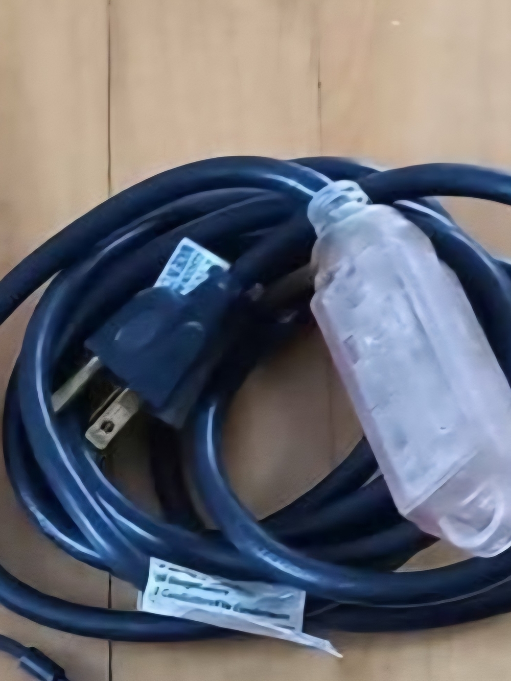 Heavy-Duty Black Power Cord with Inline Connector